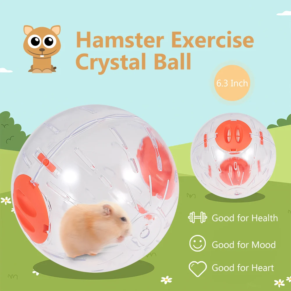 Hámster pelota de ejercicio hámster bola de cristal 6,3 pulgadas claro hámster corriendo bola mascota de juguete