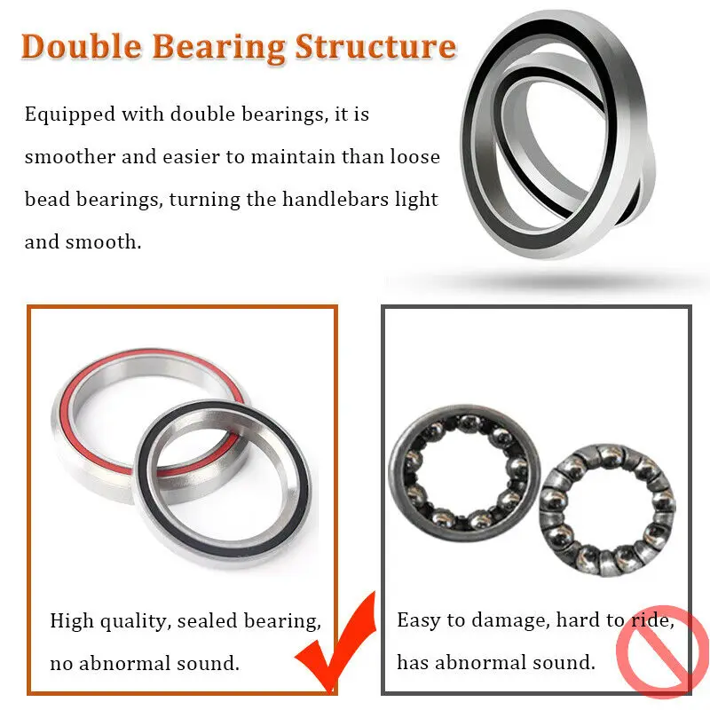 MTB Bike Headset Aluminum Alloy 34-34/44-44mm 44-55/44-56mm Bearing Headset Bicycle Bearings Bowl Set Tapered Head Tube Bowl Set
