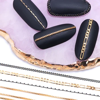 

1m 3D Alloy Metal Nail Chain Gold Zipper Decorative Nail Accessories Luxury Punk Jewelry Studs Stone Rhinestones Manicure CH780