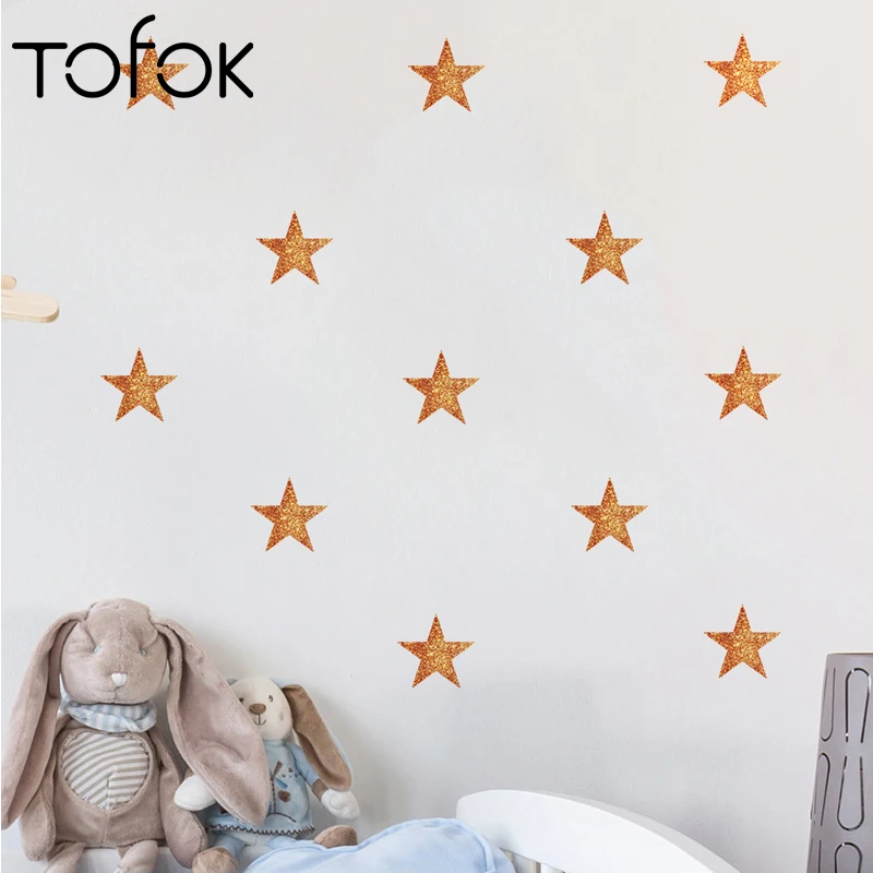 Tofok 54 шт./компл. блестящие золотые серебряные звезды DIY Наклейка на стену