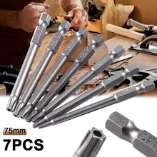 

7Pcs 75mmT8, T10, T15, T20, T25, T27,T30 Torx Magnetic Hole Screwdriver Bits Set High quality industrial screwdriver