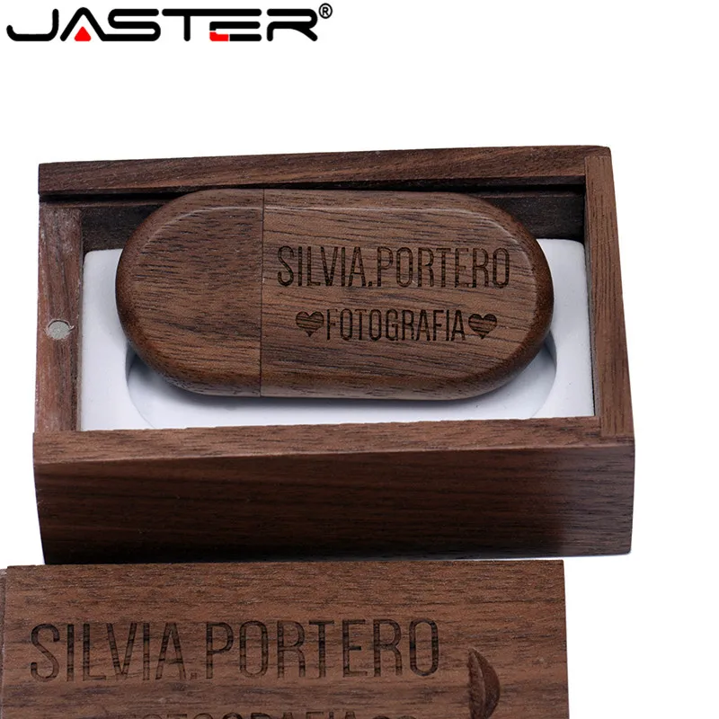 JASTER(10 шт. бесплатный логотип) Орех Деревянный usb+ Подарочная коробка usb флеш-накопитель карта памяти pendriver pendrive 8 ГБ 16 ГБ 32 ГБ 64 Гб подарок