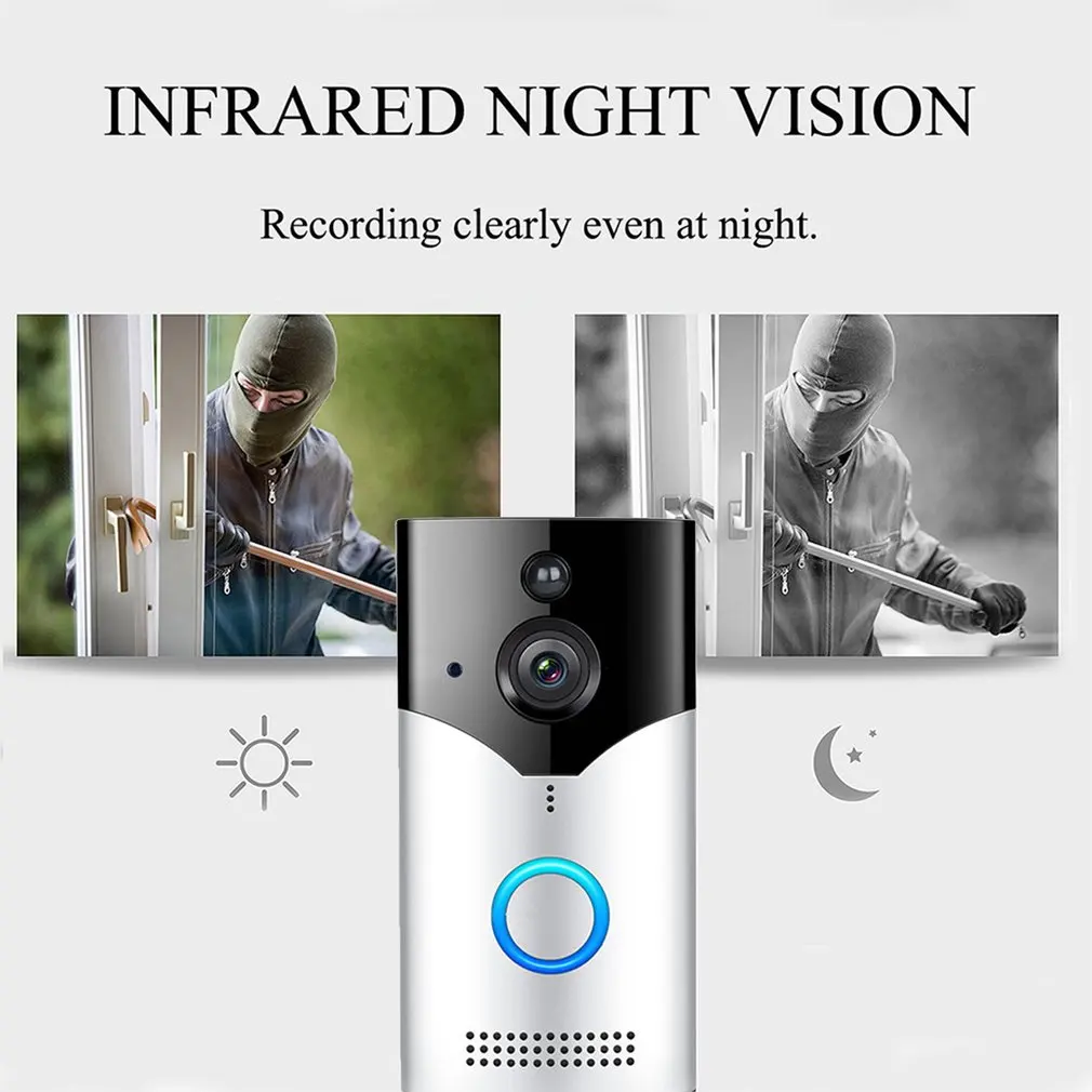 Home Wireless Wifi Visual Cat Eye Doorbell Intelligent Voice Intercom Video Infrared Anti-Theft Monitoring Doorbell