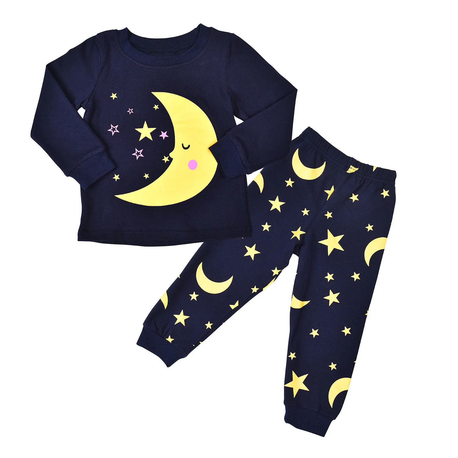 

Cross Border Hot Selling 2018 CHILDREN'S Suit Star Moon Cartoon Cotton Long Sleeve Tracksuit Piece Manufacturers Direct Selling