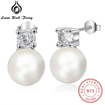 

Pearl Earrings Jewelry 925 Sterling Silver Round White Pearl Stud Earrings Korean Earrings Silver 925 Jewelry (Lam Hub Fong)