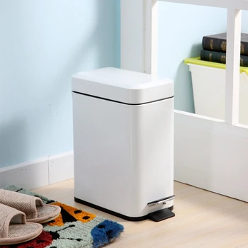 

New Trash Can Bathroom Kitchen Living Room Office 5L Garbage DustBin Storage Bucket Storage Box Waste Can White