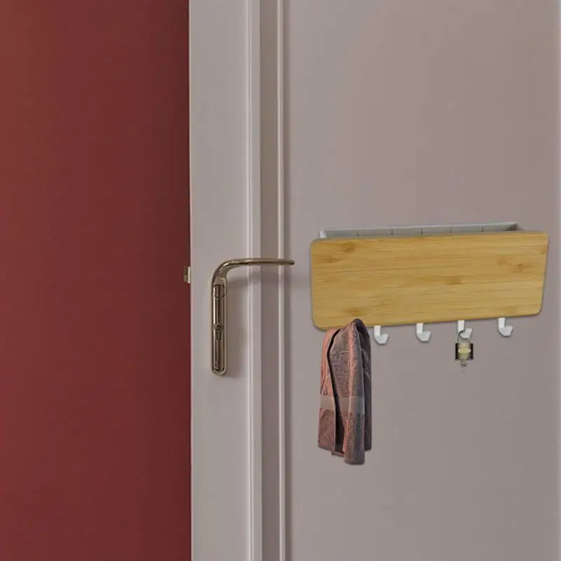 Вешалка для ключей, декоративная, простая, маленькая, настенная, крюк, экономия пространства, легкая установка, для дома, Бамбуковая, для двери, для хранения, для спальни