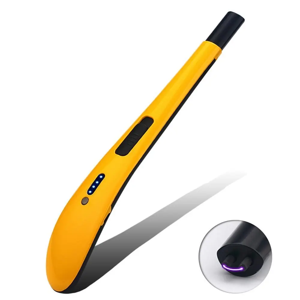 Yellow Arc ветрозащитный негорящий плазменный металлический Электронный USB перезарядки кухня BBQ дисплей мощность электрические свечи прикуриватель - Цвет: Yellow