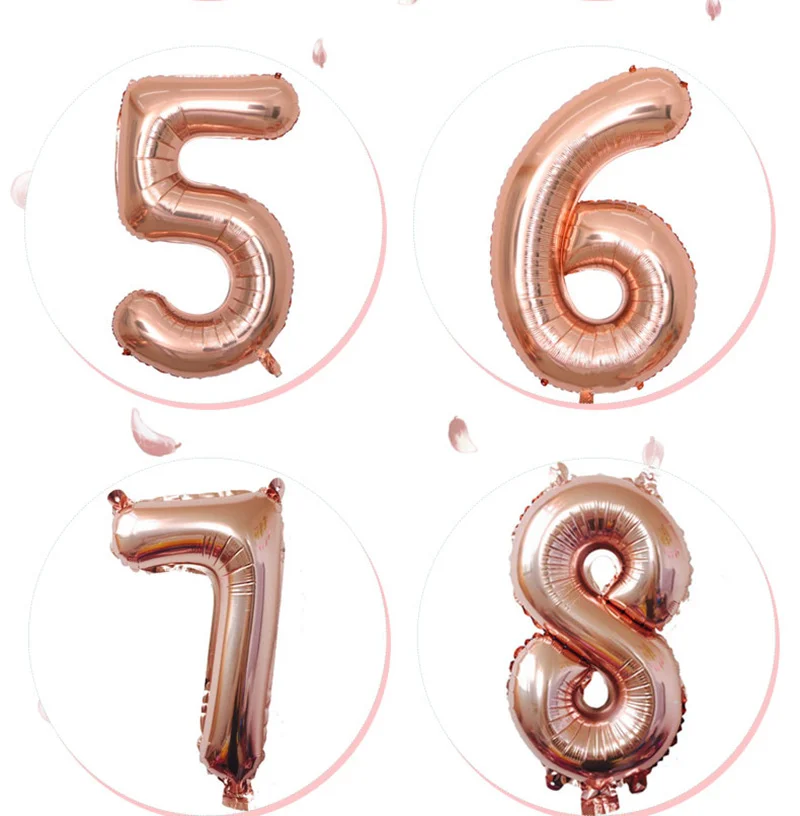 32inch Rose Gold Number Foil Balloon Large Digit Helium Balloons Baby Shower Birthday Wedding Party Baloon Wedding Globos Ballon (15)