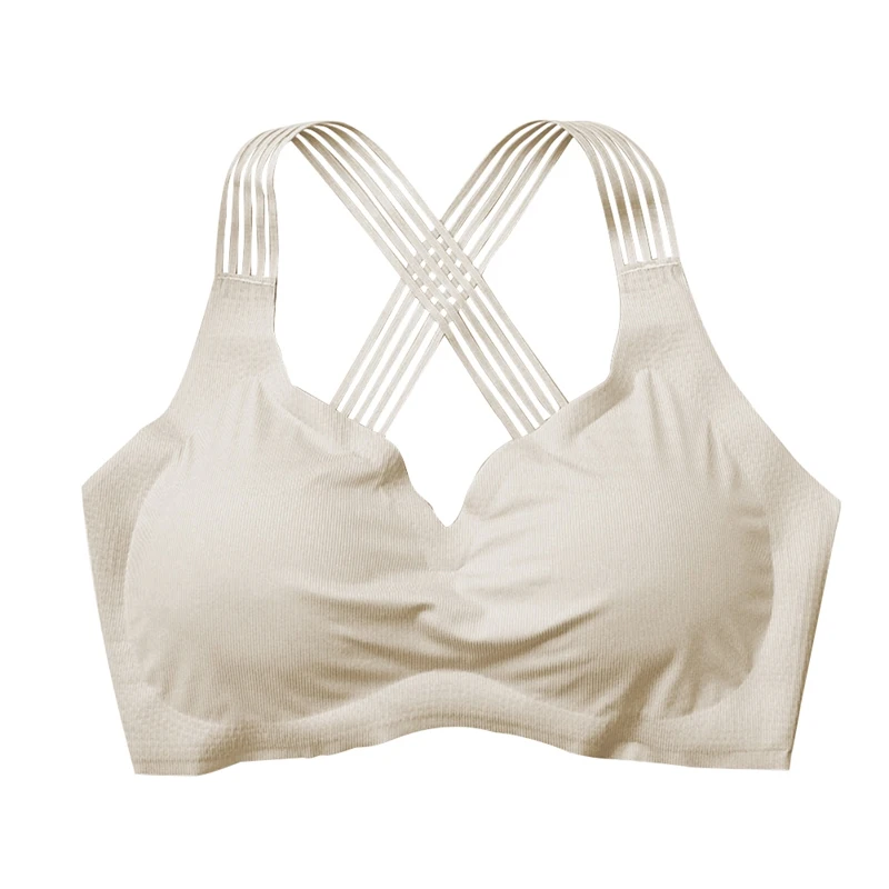 Бежевый Женские Бесшовные шелк Camisole собранные трубки топ beauty Back - Цвет: Бежевый