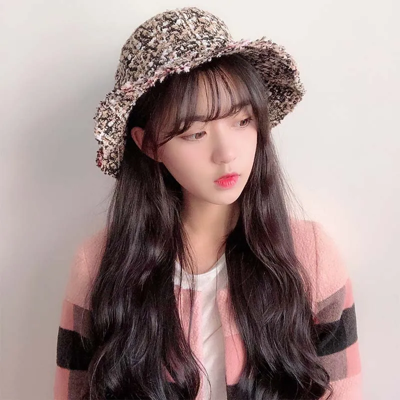 

Bucket Hat Women Girls Warm Hat Cap Women Wide Brim Bucket Hat Female Plaid Winter Casual Cute Sexy Cap gorro de pescador