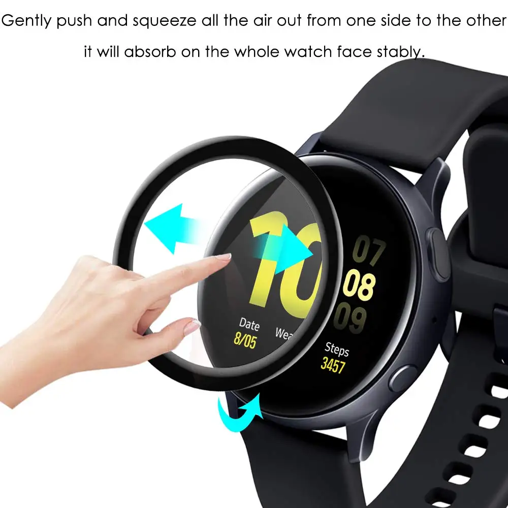 

40D пленка из мягкого стекла для Samsung Galaxy Watch active 2 40 мм 44 мм полное покрытие изогнутый активный край защита экрана устойчивая к царапинам