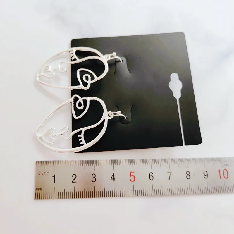 Timlee E170 New Personality Face Outline Heart Asymmetry Alloy Drop Earrings,Fashion Jewelry Wholesale