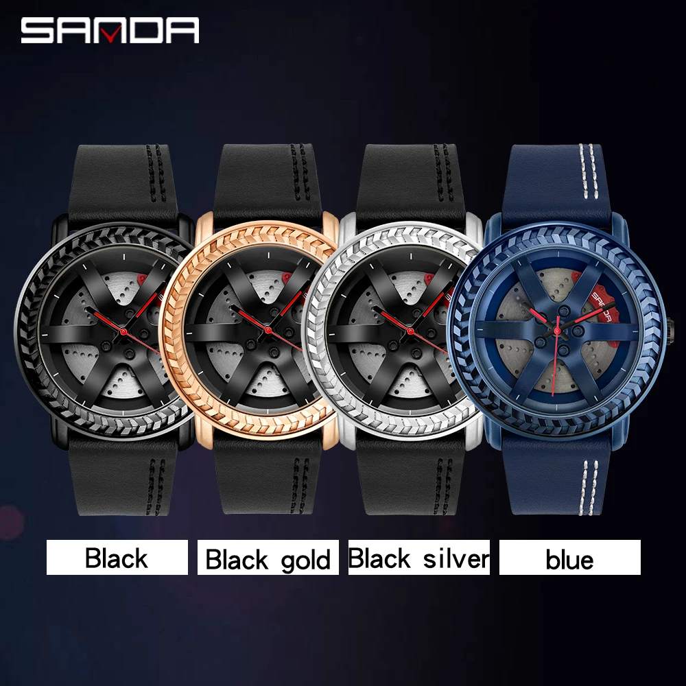 New Black Car Wheel Rim Hub Watch for Men Sports Watches Waterproof Creative SAAT Relogio Masculino Quartz Watch Man Wrist Watch