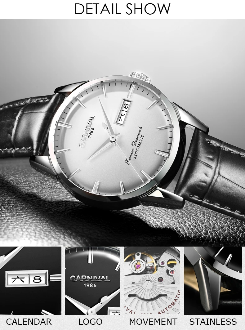 Karneval Mechanische Uhren Mode Automatische Uhr myanner 30 м вассердихт Herren Uhr винтажный Lederband Armbanduhr kol saati