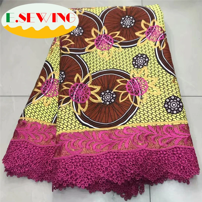 Новейший стиль африканская восковая Кружевная Ткань 5 ярдов в партии африканская Анкара воск вышивка гипюр кружевная ткань для нигерийского платья