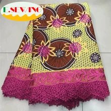 Новейший стиль африканская восковая Кружевная Ткань 5 ярдов в партии африканская Анкара воск вышивка гипюр кружевная ткань для нигерийского платья