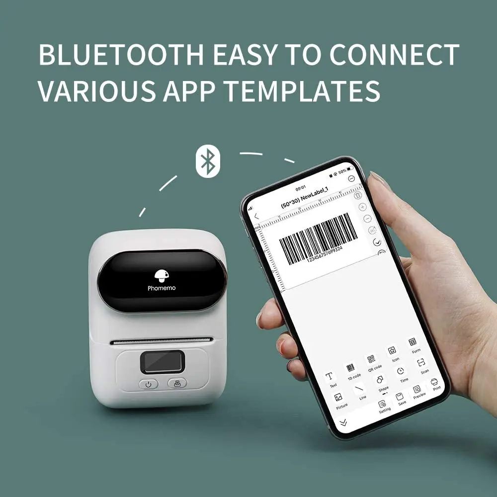 Портативный Bluetooth мини принтер для печати этикеток Phomemo M110 подходит одежды