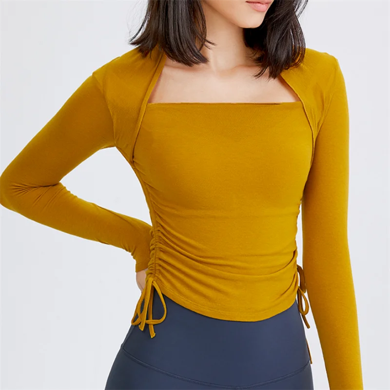 Sexy Neck Tight Fit Women Fitness Top Soft Long Sleeve Yoga Shirt Stretchy Sport T-shirts Lightweight Workout Clothes for Gym Sports T Shirt Yoga Top Yoga Shirt Sports Shirt