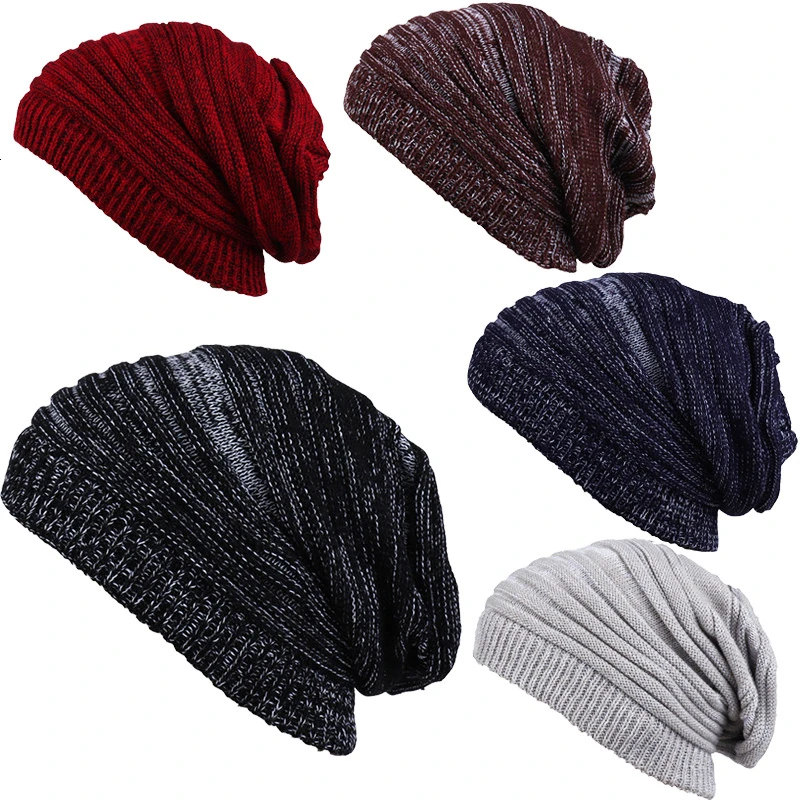Новая зимняя мужская шапка, одноцветные вязаные шерстяные вязаные шапки для осенне-зимнего сезона, теплая удобная шапка, уличные аксессуары, толстые хлопковые шапки