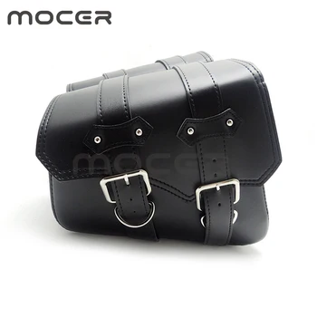 

2x Universal Motorcycle Saddlebags PU Leather saddle bag For Harley Sportster XL 883 XL1200 Iron XL883N Dyna Tool Bag