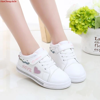 

Spring New Children Shoes Girls Sneakers Lovely diamond Princess Kids Shoes For Girl Casual White Leather Kids Sneakers For Girl