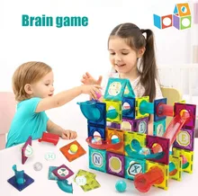 

Magnetic Sheet Building Block Designer Magnet Maze Race Run Ball Marble Track Funnel Slide Brick Education DIY Toys For Children
