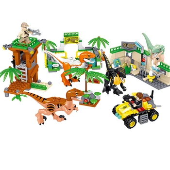 

Jurassic World Park series Dinosaur off-road vehicle Raptor Raptors Battle Building Blocks Sets Bricks Kids Kits Compatible