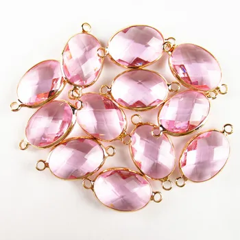 

10Pcs Beautiful Faceted Wrapped Purple Titanium Crystal Oval Connector Pendant Bead 18x13x6mm 43BBS