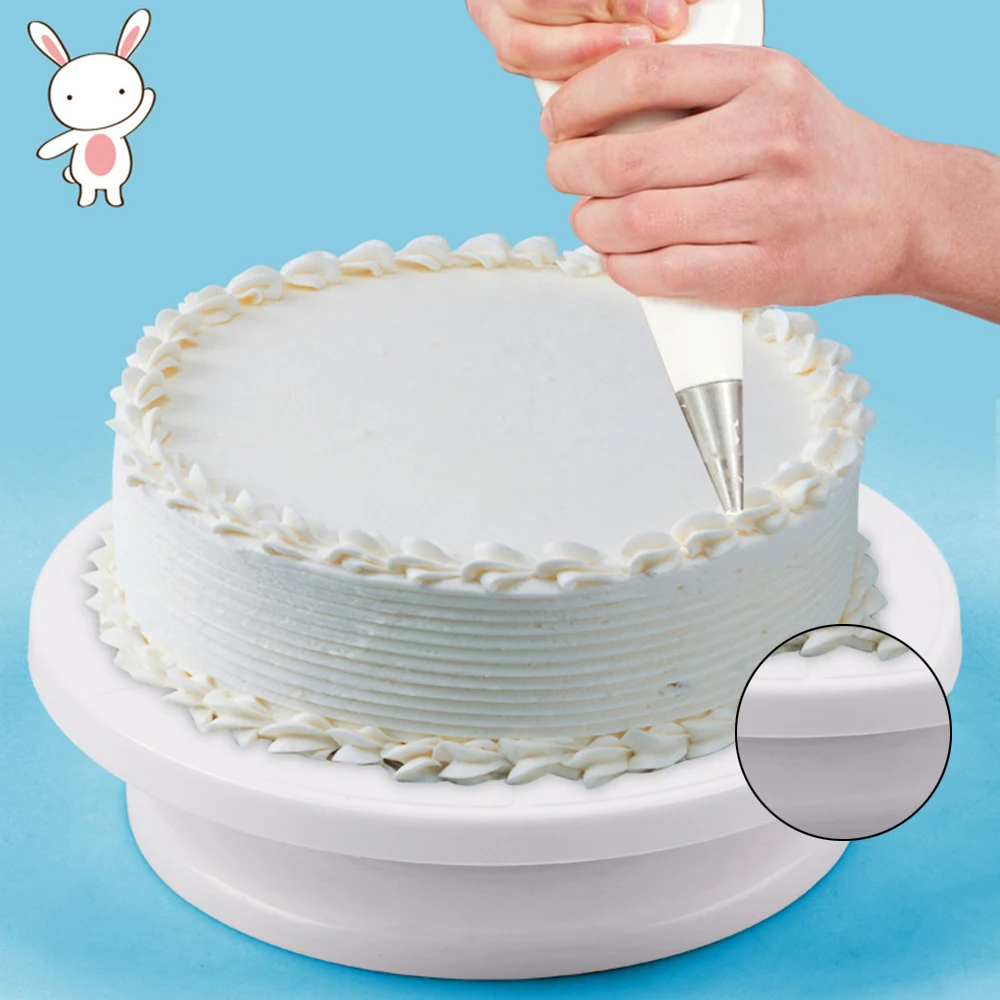 Hot Sale 4Pcs Plastic Cake Turntable Rotating Cake Plastic Spatula Dough Knife Decorating Cream Cakes Stand Cake Rotary Table