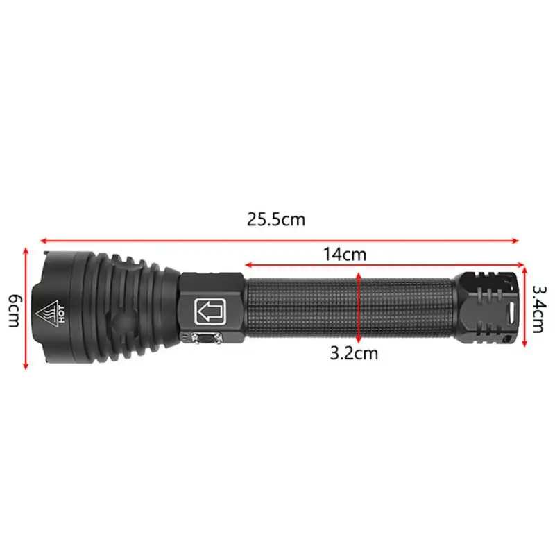 Светодиодный фонарик XHP90 с Usb зарядкой, растягивающийся, ударопрочный, мощный, мощный, 18650 или 26650, перезаряжаемый фонарь