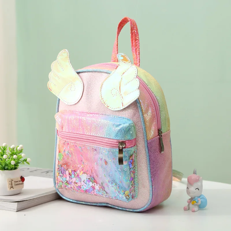 Unicorn transparent glitter backpack with wings