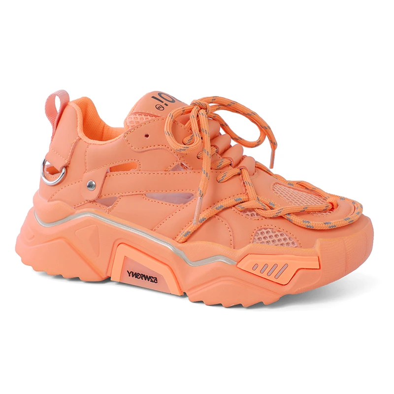 

Sneakers Women White Fashion Platform Lace Up Casual Shoes Chunky Sneaker Ladies Vulcanized Shoes Woman Leather Trainers Summer