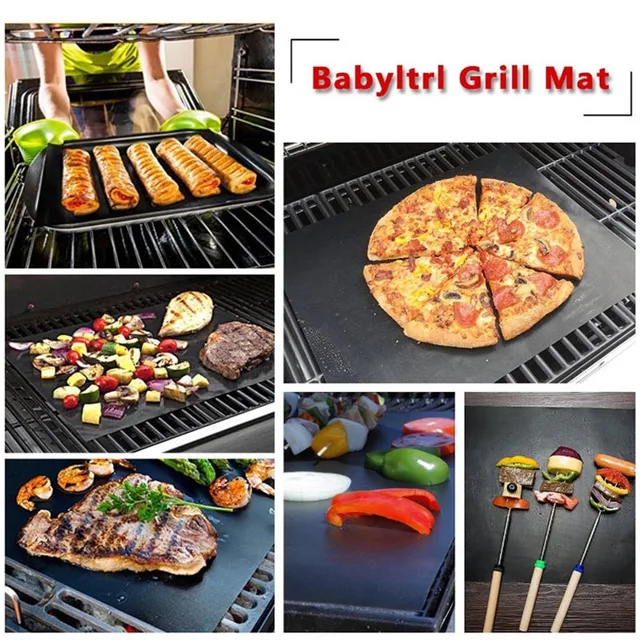 4Db Non-Ragasztó Grill Szőnyeg 40*33 Cm Sütő Főzési Hőállóság Grillező Lap Kültéri Bbq Kiegészítők Partihoz - Image 2