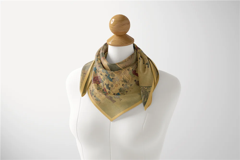 Twill Seide Schal Frau China Stil Malerei Quadrat Schals Wraps Bandana Kleine Hijab Seide Foulards Krawatte Stirnband Halstuch 53CM – Detail 6
