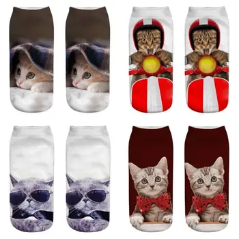 

New Arrival 3D Cute Knight Cat Printed Anklet Socks Funny Casual Women Girls Short Socks Hosiery Clothing Accessories