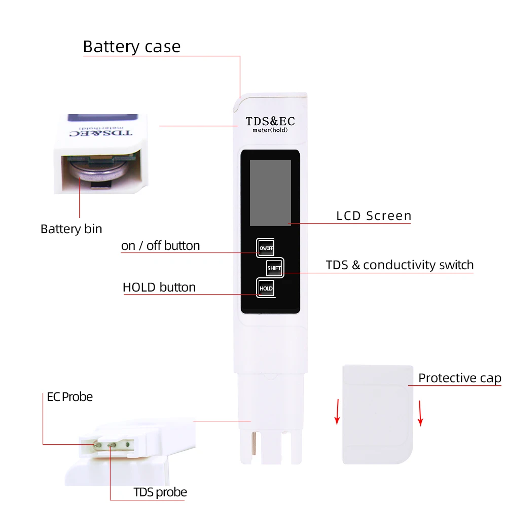 Цифровой измеритель температуры TDS EC ручной измеритель качества воды для вина аквариум бассейн ручка тестер инструмент Скидка 40