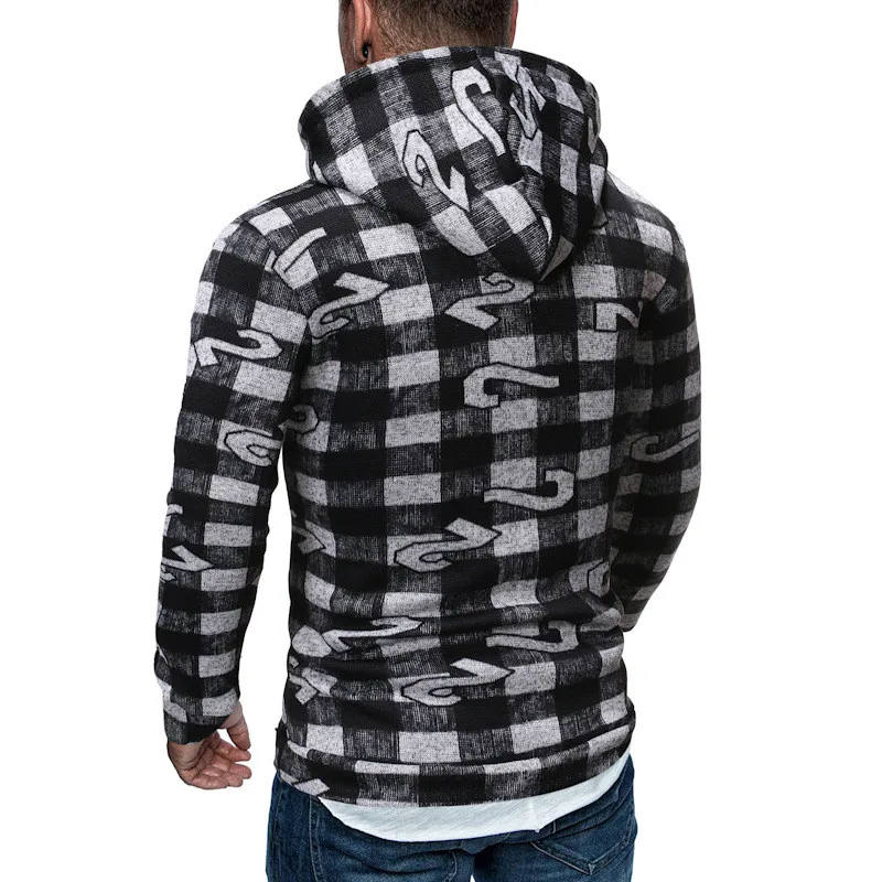 Клетчатый узор Sudadera Hombre толстовки хип хоп Мужская мода уличная одежда с длинным рукавом весна осень пуловер Одежда