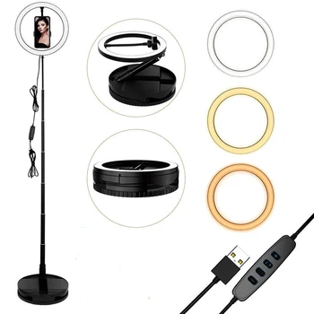 

Camera Photo Studio Phone Video 10inch LED Ring Light 10 Brightness Photography Dimmable Ring Lamp With 168CM Stretchable Stand