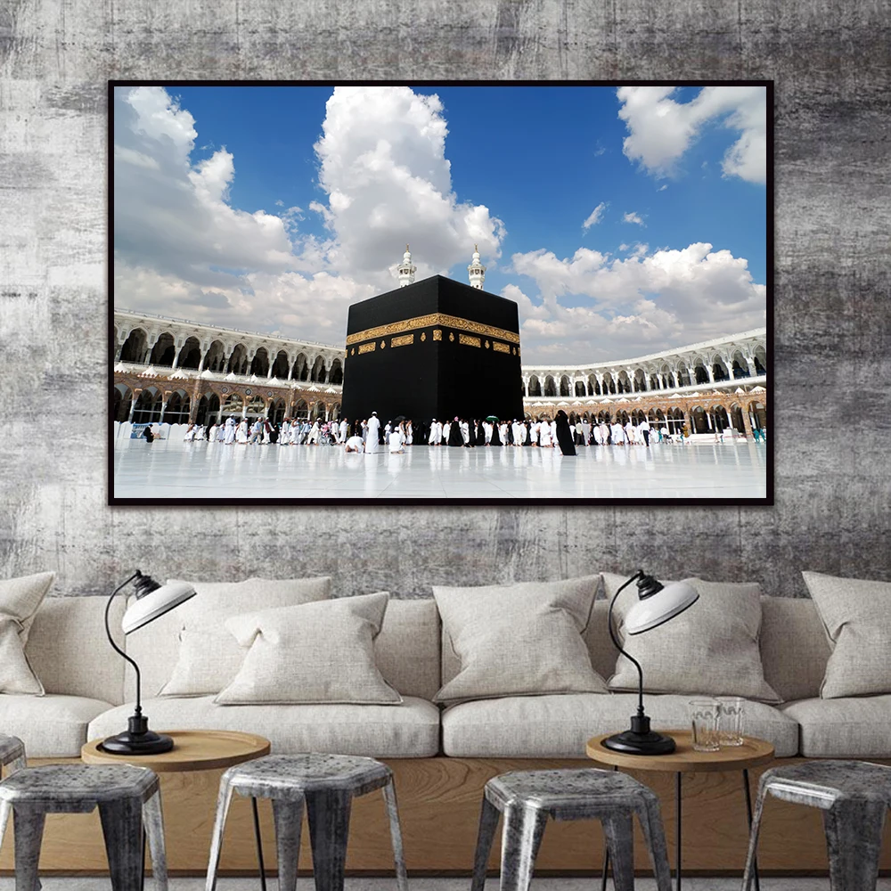 

Muslim Hajj Mecca Mosque Building Canvas Painting Posters And Prints Islamic Art Picture On Wall Art For Muslim Home Decor