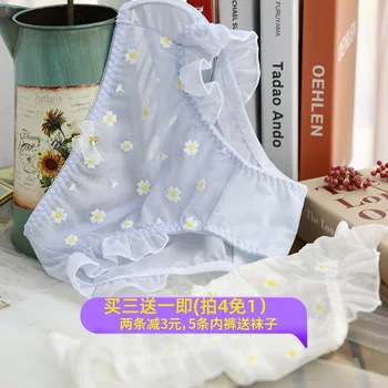 

Daisy girl underwear transparent sexy mesh women s briefs low waist cotton crotch ropa interior femenina bragas de mujer lote