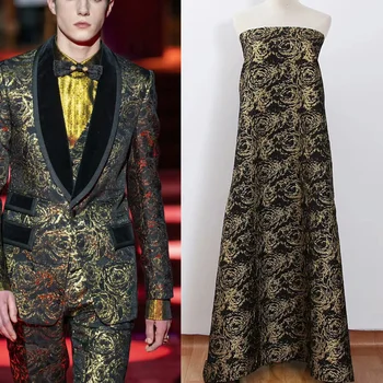 

5YDS Hot Sales Polyester Metallic Brocade Fabric French Flower Jacquard Fabric Embroidery Lace Fabric For Fashions Dress