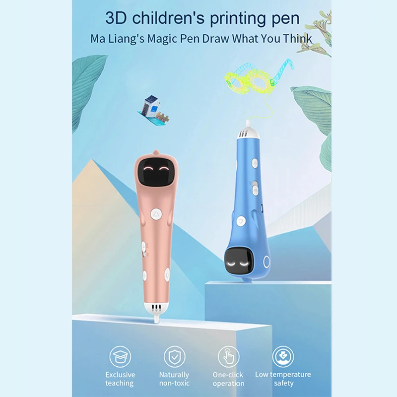 Low Temperature PCL Filament DIY 3D Drawing Pen Anti-Scald Digital Display 3D Printing Pen For Girls Boys Gift Toys