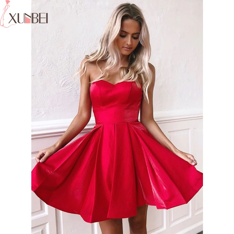 Strapless Lace Up Sexy Red Formal Dress ...