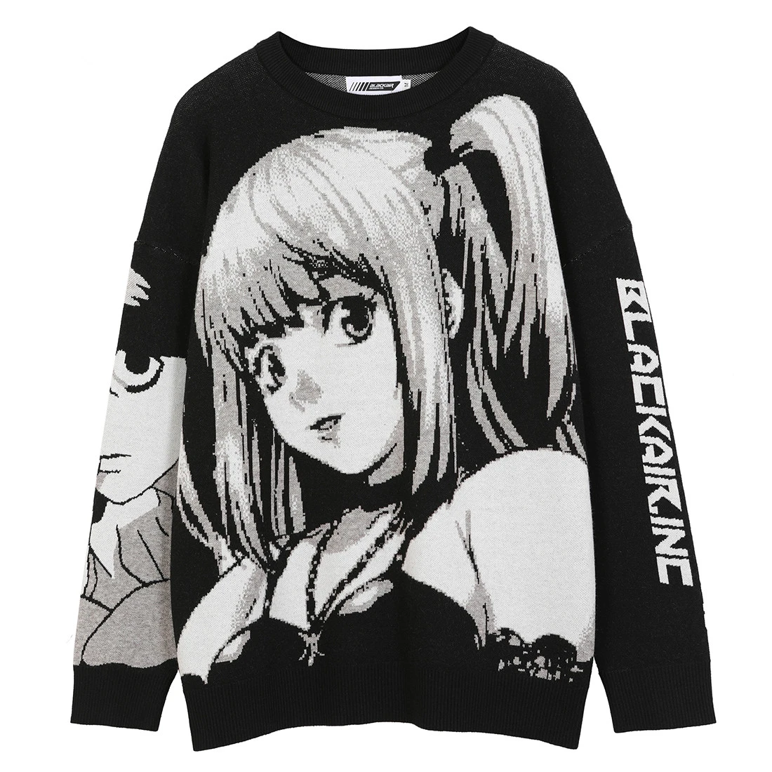 2021 Hip Hop Streetwear Vintage Harajuku Knitting Sweater Anime Girl Knitted Death Note Misa Sweater Pullover Winter Clothes black cardigan men