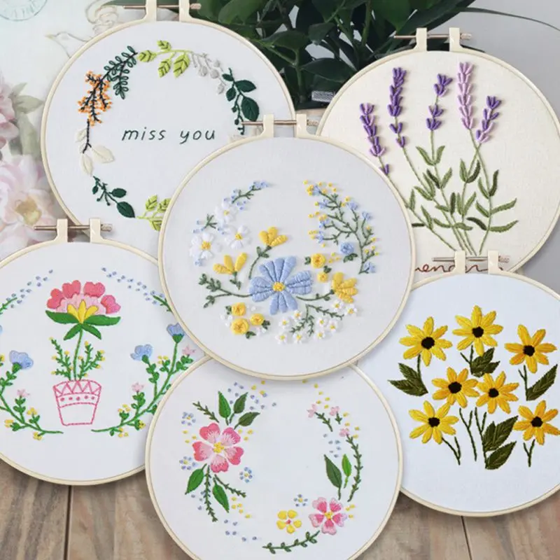 

DIY Embroidery Starter Kit with Embroidery Hoop Cross-stitch Needlework Art Sewing Craft Hand-stitched Decoration