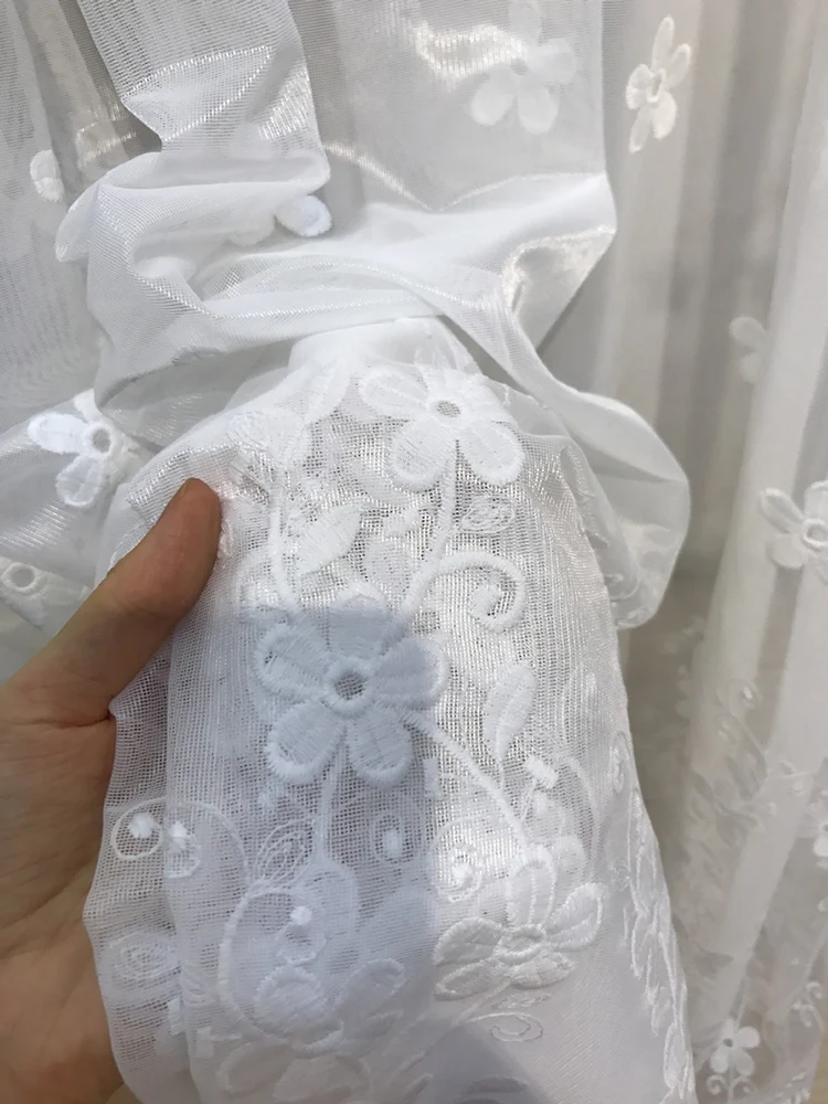 Tiyana Европейский роскошный белый цветок отвесные шторы для гостиной вышитые оконные шторы современный Тюль кухонные шторы HC07Y