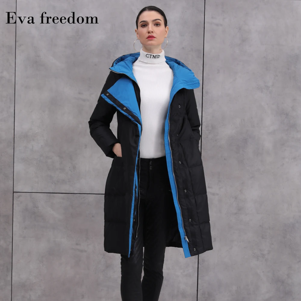 90% duck down warm Parkas coat winter fashion brand thick warm down jacket female hit color design long hooded down jacket F329