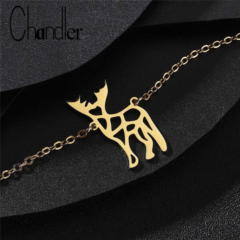 

Chandler Stainless Steel Origami Deer Bracelet For Women Animal Cuff Chain Bracelete Gold Rose Gold Silver Color Fashion Bijoux