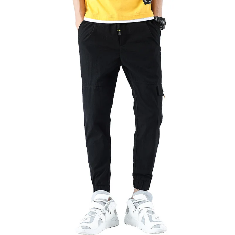 

Summer New Style Men Lace-up Loose-Fit 9 Points Casual Bib Overall Teenager Fashion Beam Leg Harem Pants 8826